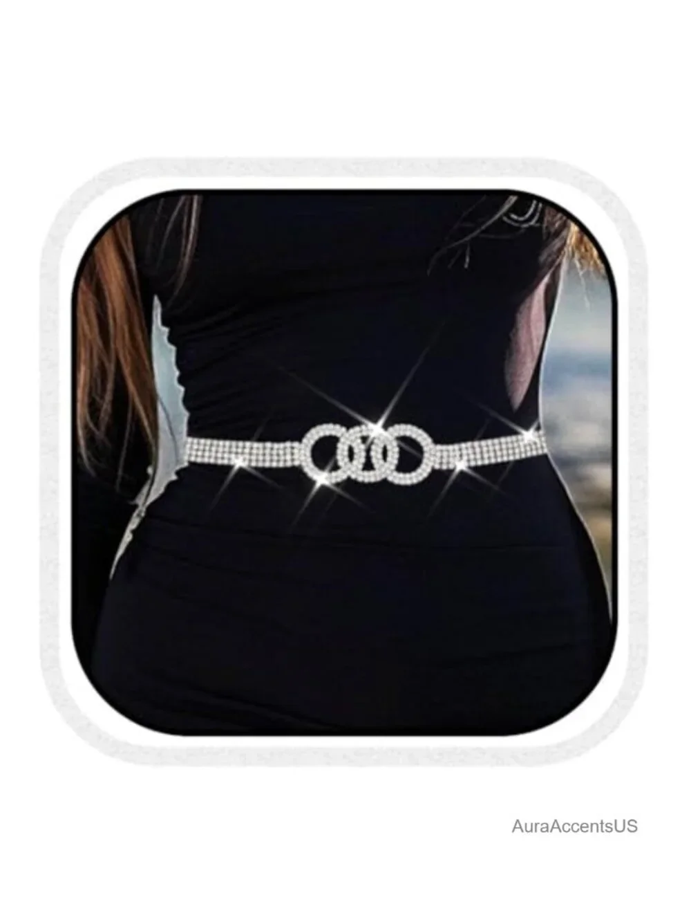 Rhinestone Chain Belt Silver Bling Dress Belt Sparkly Waist Accessories